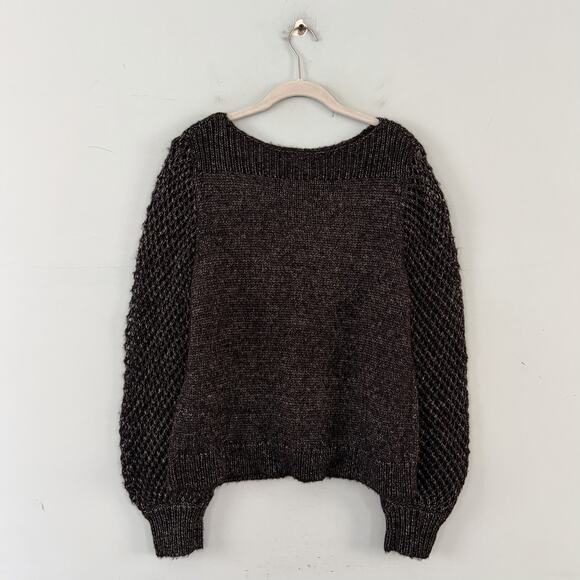 NWT Tommy Bahama Shimmer Balloon Sleeve Black Metallic Wool Blend Sweater - Picture 5 of 8